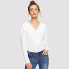 Shein Solid V-neck Tee