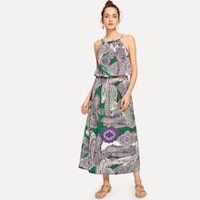 Shein Paisley Print Halter Dress