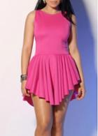 Rosewe Hot Sale Round Neck Sleeveless Rose Dress For Summer