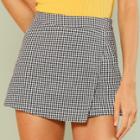 Shein Overlap Front Plaid Shorts