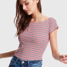 Shein Raglan Sleeve Ribbed Striped Tee