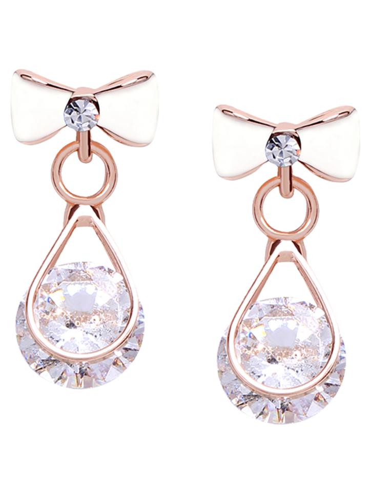 Shein Gold Caged Faux Diamond Drop Earrings