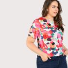 Shein Plus Zip Back Abstract Print Top
