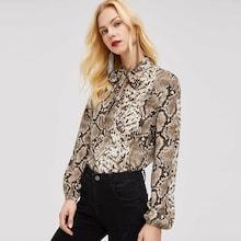 Shein Tie Neck Snake Skin Top