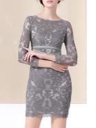 Shein Grey Disc Flowers Sheath Dress