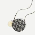 Shein Pom Pom Decor Tweed Chain Crossbody Bag