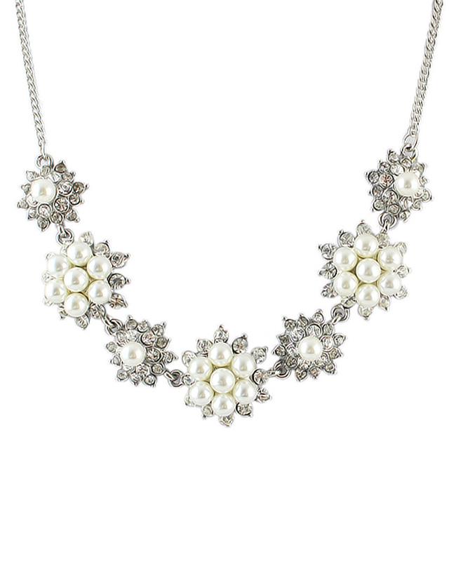 Shein Silver Plated Women Fake Latest Design Pearl Necklace