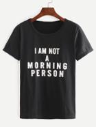 Shein Black Letters Print Long T-shirt