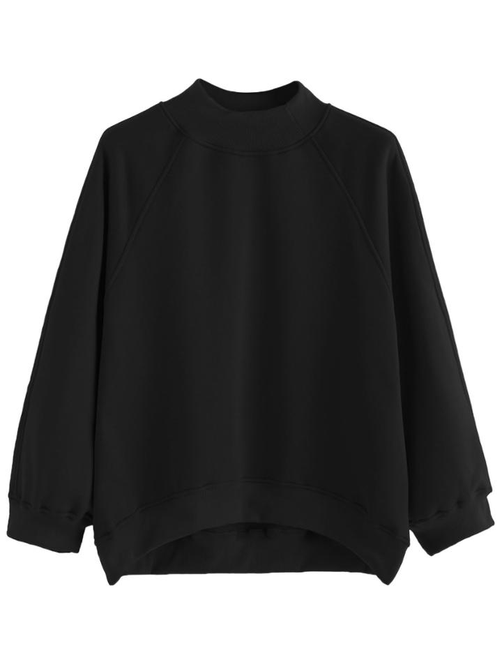 Shein Raglan Sleeve Dip Hem Sweatshirt