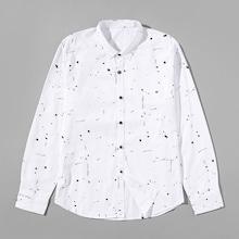 Shein Men Paint Splatter Curved Hem Shirt