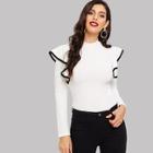 Shein Mock-neck Ruffle Trim Tee