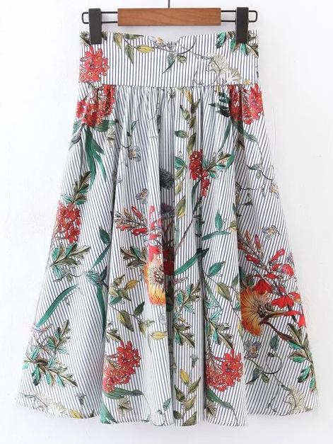 Shein Wide Waistband Pleated A Line Skirt