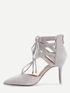 Shein Gray Faux Suede Pointed Out Cutout Pumps