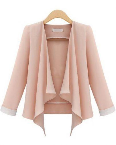 Shein Pink Long Sleeve Casual Crop Blazer