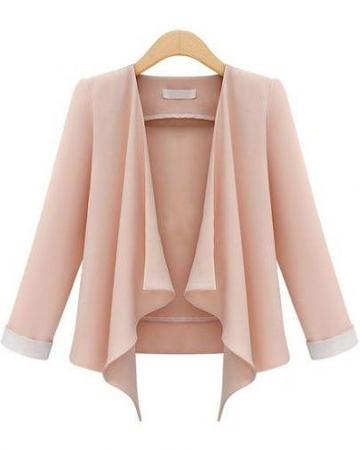 Shein Pink Long Sleeve Casual Crop Blazer