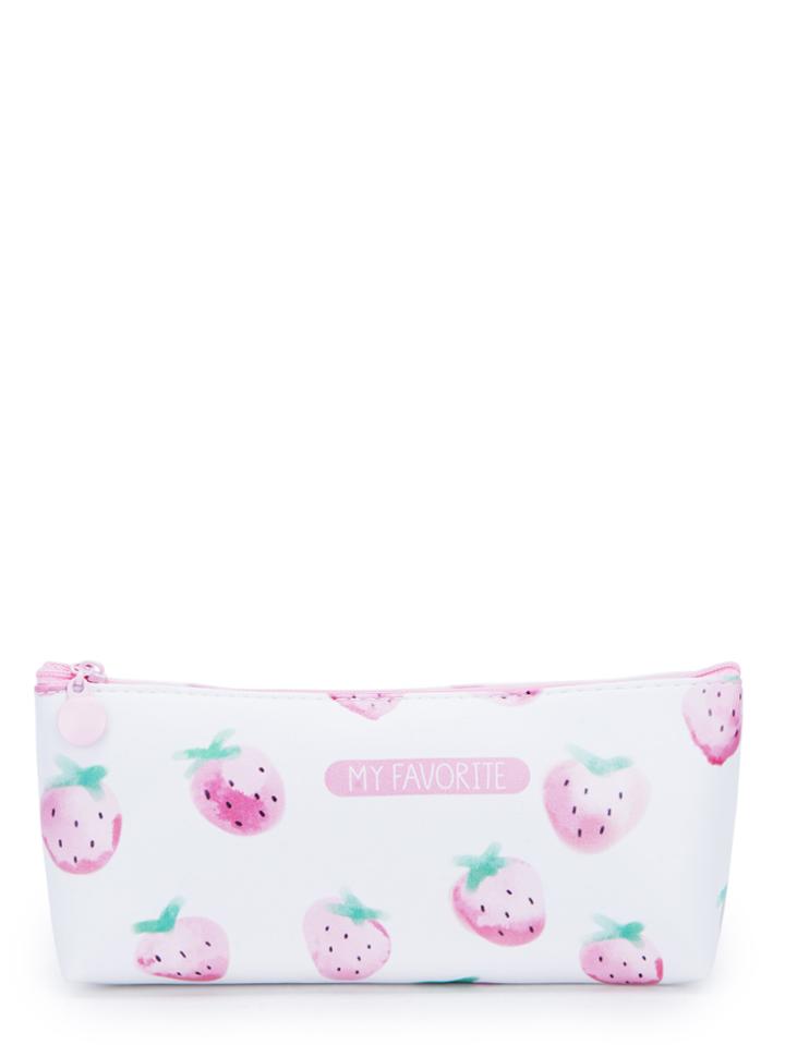 Shein Slogan & Strawberry Print Zipper Pouch