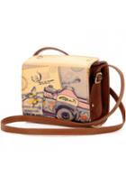 Rosewe Pu Printed Brown Transverse Square Bag