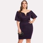 Shein Plus Sweetheart Bishop Sleeve Dress