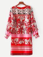 Shein Striped & Flower Print Tunic Dress