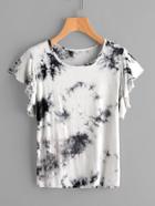 Shein Tie Dye Frill Cuff Tee