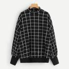 Shein Plus Mock-neck Grid Pullover