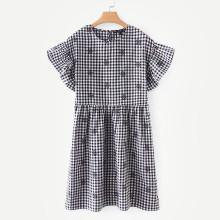 Shein Gingham Ruffle Sleeve Babydoll Dress