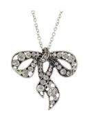 Shein At-silver Rhinestone Bowknot Pendant Necklace