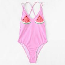 Shein Watermelon Print Cross Back Swimsuit
