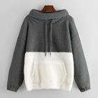 Shein Drop Shoulder Drawstring Detail Teddy Sweatshirt