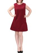 Shein Plus Size Ruffle Hem Bakc Zip Burgundy Dress