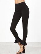 Shein Black Ruffle Hem Leggings