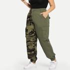 Shein Plus Camo Panel Pocket Side Jeans