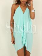 Shein Blue Spaghetti Strap Backless Dress