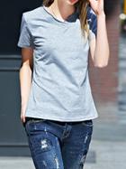 Shein Grey V Neck T-shirt