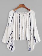 Shein Tie Dye Boat Neck Bell Sleeve T-shirt