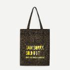 Shein Leopard And Slogan Print Suede Tote Bag