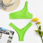 Shein One Shoulder Plain Bikini Set