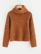Shein Pearl Beading Chunky Knit Sweater