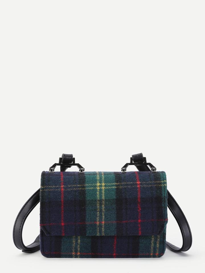 Shein Gingham Print Flap Crossbody Bag