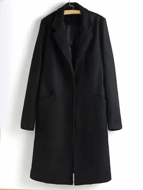 Shein Black Slit Back Lapel Coat