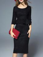 Shein Black Backless Peplum Top With Split Skirt
