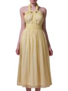 Shein Yellow Halter Chiffon Midi Dress