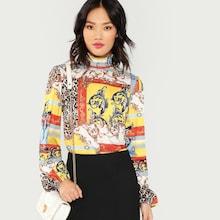 Shein Mixed Print Mock Top