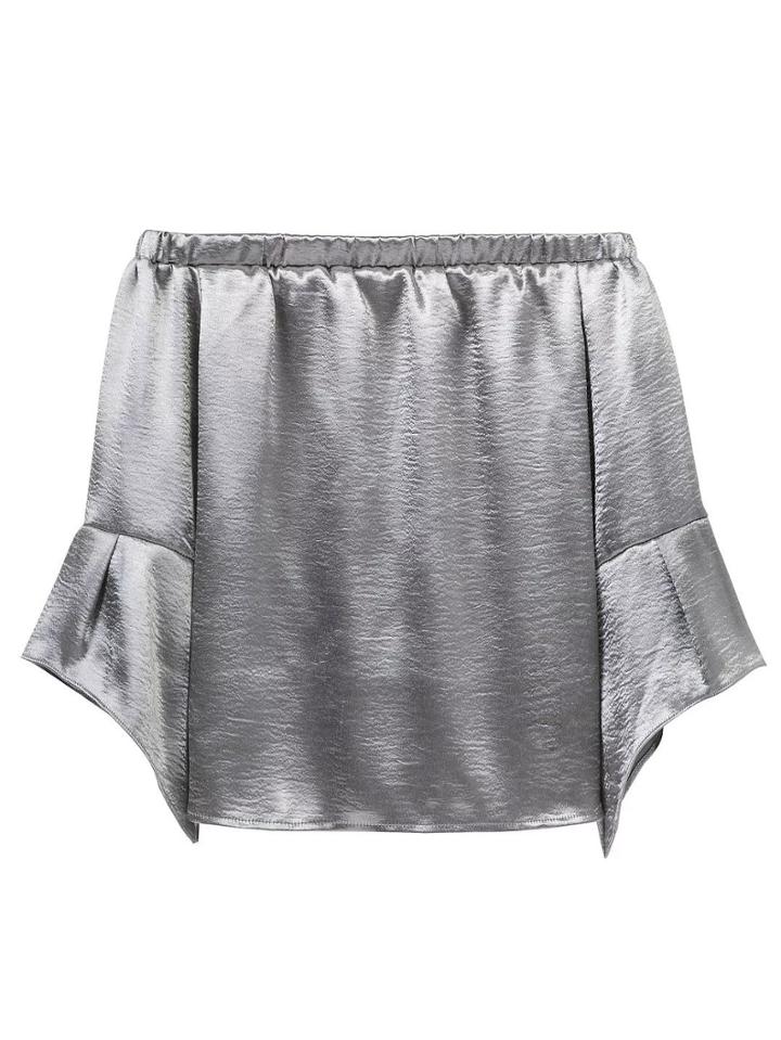 Shein Silver Shirred Off The Shoulder Tunic Top