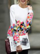 Shein Geometric Print Patterns Loose Sweatshirt