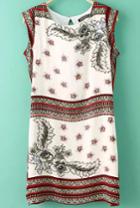Shein Multicolour Sleeveless Vintage Floral Slim Dress
