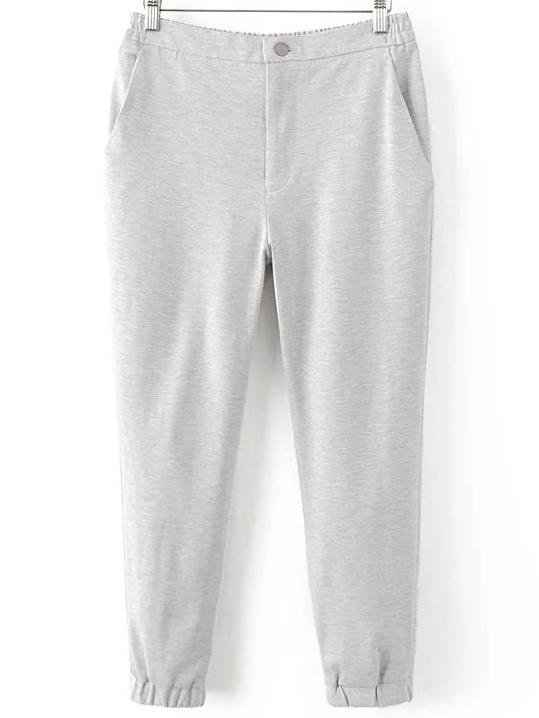 Shein Grey Elastic Waist Pocket Sports Pants