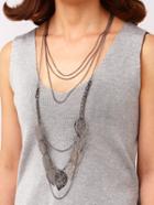 Shein Gun Color Cut Out Leaf Layered Necklace