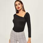 Shein Asymmetric Neck Ribbed Tee