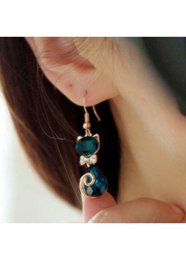 Rosewe Blue Crystal Embellished Kitty Shape Earrings